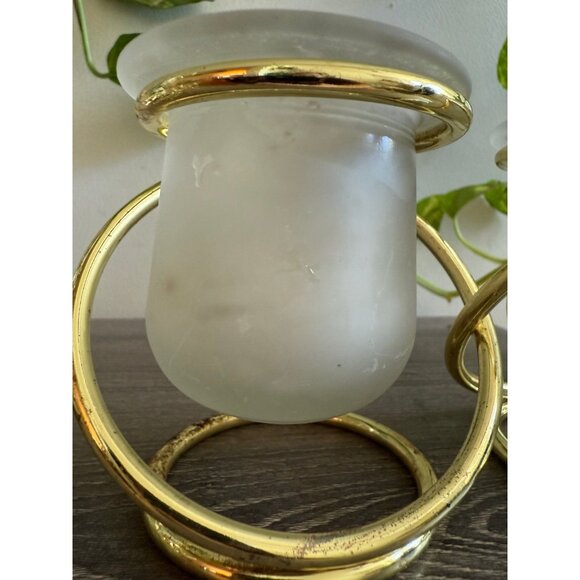 Partylite Frosted Glass Votive Holders with Gold Stands (Set of 2) - Picture 3 of 9